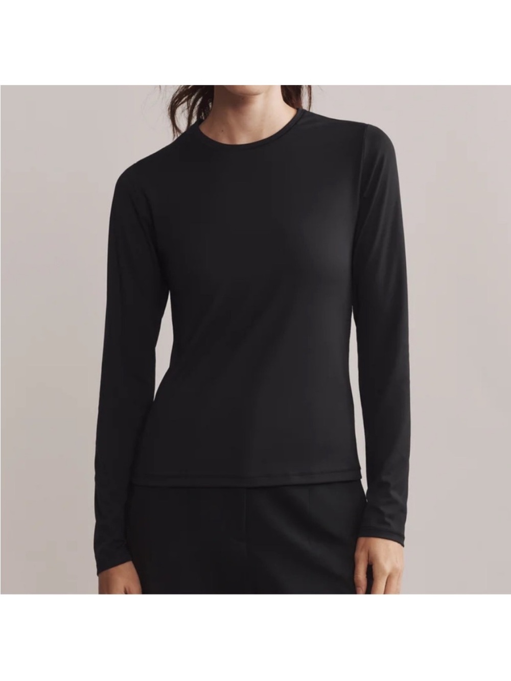 NWT Rhone Black Modern Ribbed Long Sleeve Tee Top
